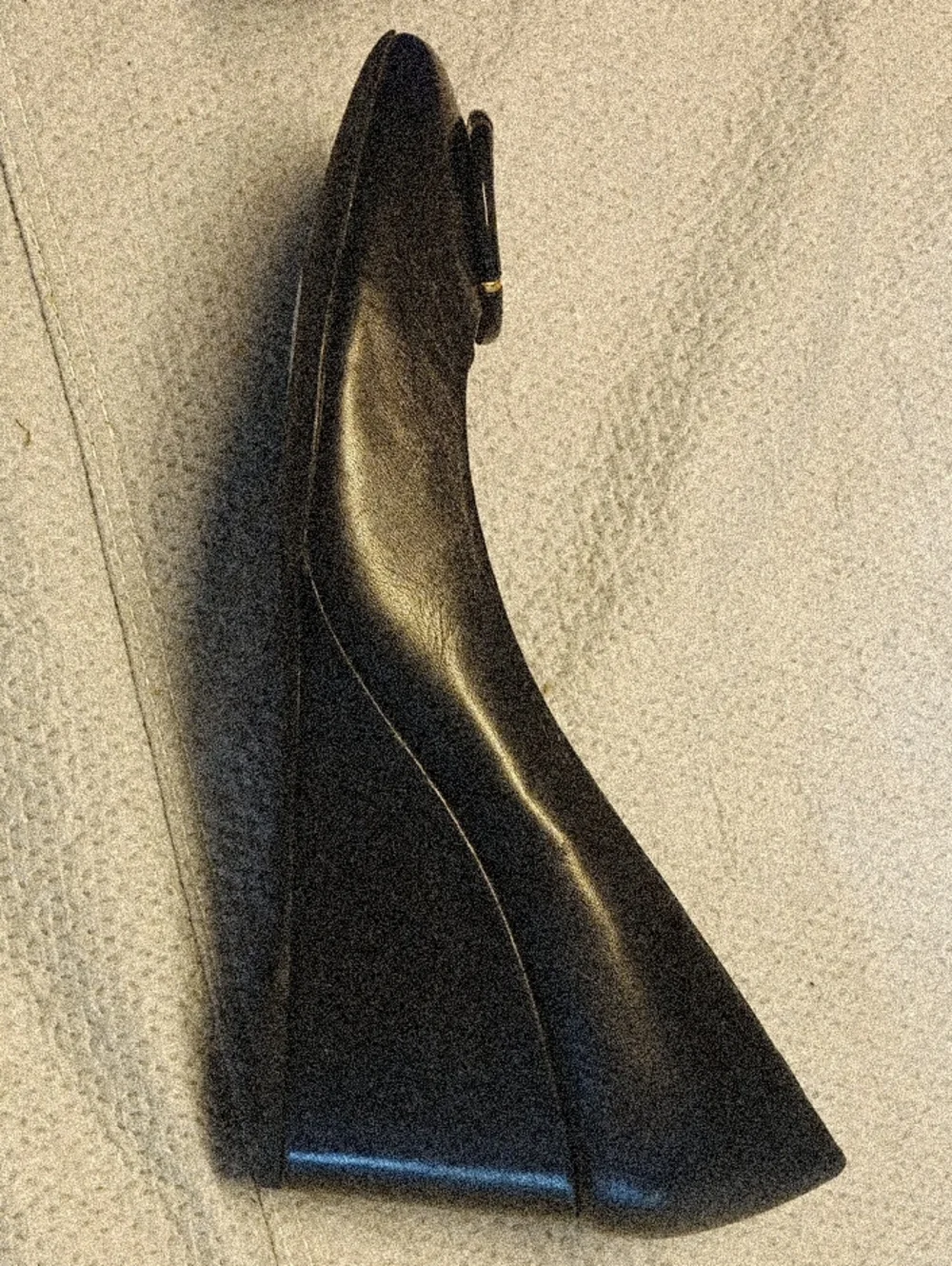Tory Burch Black Leather Logo Ballet Flat with Gold Emblem